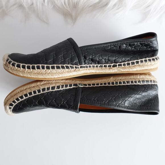 Gucci Guccisima Black GG Logo Leather Espadrilles size 36.5 - Picture 9 of 13